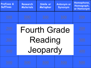 4th Grade Jeopardy