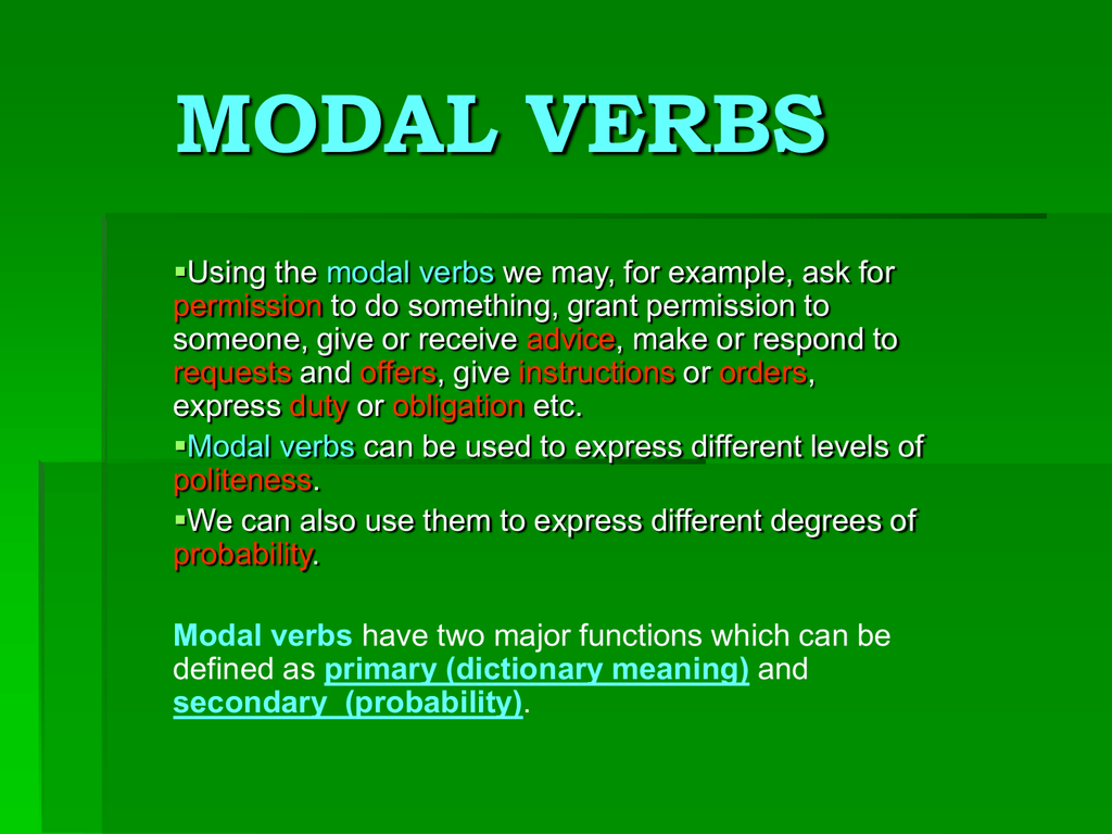 Modal verbs examples