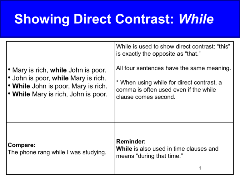 Adverb Clauses Contrast And Condition 