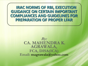 IRAC Norms of RBI, Execution Guidance on Certain Important