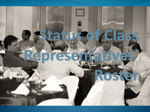Status of Class Representatives* Roster