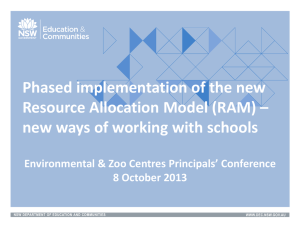 Phased implementation of the new Resource Allocation Model (RAM)