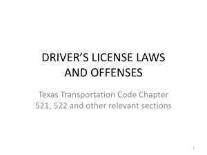 driver*s license issues in texas - Texas Municipal Courts Education