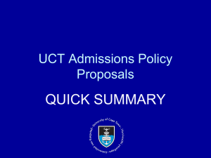 UCT Admissions Policy Proposals