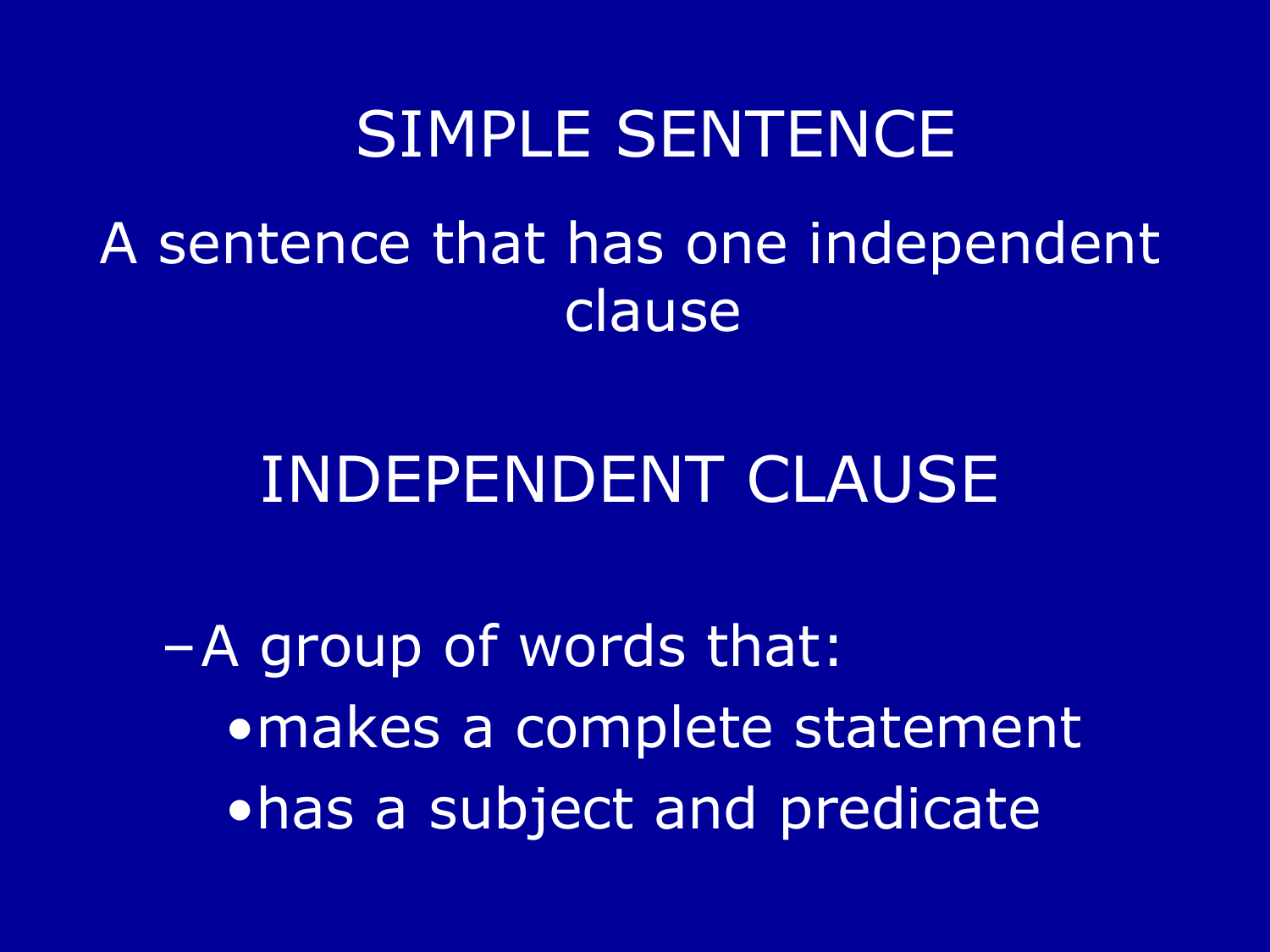 Complex Sentence Formula