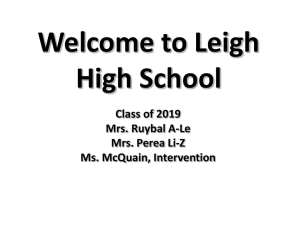 Welcome to Leigh`s 8th Grade Information Night
