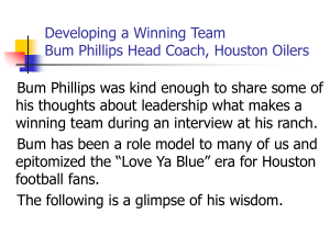 Developing a Winning Team Bum Phillips Head Coach, Houston