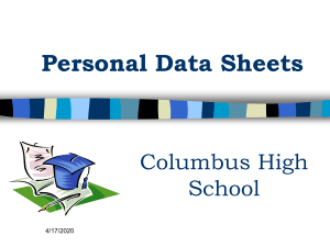 Personal Data Sheet PowerPoint