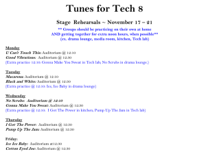 Tunes for Tech 8 Meetings and Rehearsals October 27 * 31