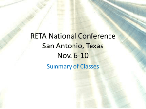 RETA National Conference San Antonio, Texas Nov. 6-10