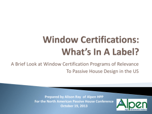 Window Certifications - Alpen High Performance Products