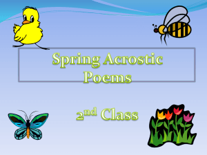 Spring Acrostic Poems 1st & 2nd Class