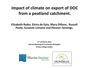 Impact of climate on export of DOC from a peatland catchment.