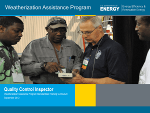 Introduction to Weatherization for Quality Control Inspectors