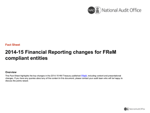 2014-15 Financial Reporting changes for FReM compliant entities