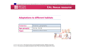 Adaptations to different habitats. - EAL Nexus