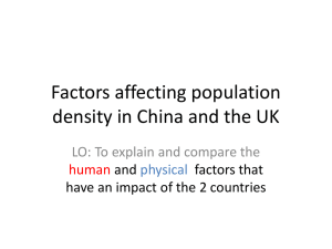 Factors affecting population density in China and the UK