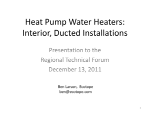 Heat Pump Water Heaters: Interior, Ducted Installation