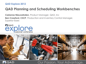 Vision QAD Planning and Scheduling Workbenches