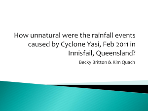 How unnatural were the rainfall events caused by Cyclone Yasi, Feb