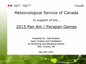 Pan Am 2015 Games Mesonet planning/procurement strategy
