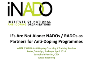 NADOs / RADOs as Partners for Anti-Doping Programmes
