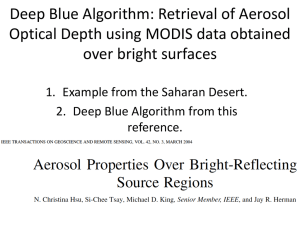 Deep Blue Algorithm: Retrieval of Aerosol Optical Depth using