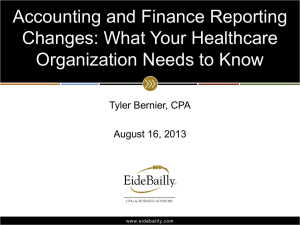 Accounting and Finance Reporting Changes