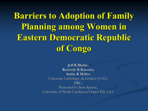 Barriers to Adoption of Family Planning among Women in Eastern
