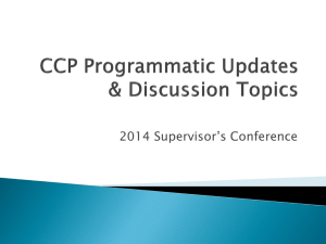 CCP Programmatic Updates & Discussion Topics