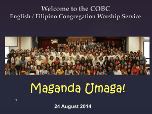 24 August Worship Service - Some Helpful Information