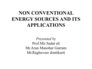 Non conventional energy sources and its applications