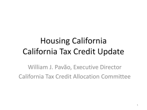 Housing California California Tax Credit Update