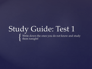 Study Guide: Test 1