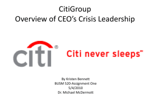 CitiGroup Overview of CEO Crisis Leadership