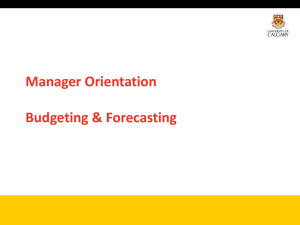 Introduction to Budgeting and Forecasting at the UofC