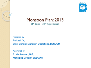BESCOM`s Plan for MONSOON months – PPT