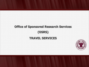 TRAVEL SERVICES - Texas A&M Sponsored Research Services