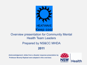 Overview presentation for Community Mental Health Team Leaders