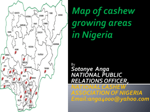 Map of cashew growing areas in Nigeria