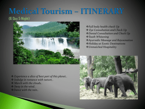Medical Tourism - ITINERARY