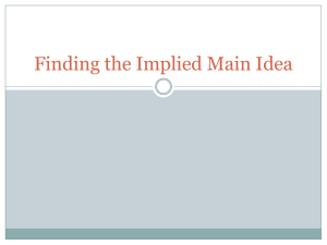 Finding the Implied Main Idea - English 9