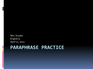 Paraphrase Practice April 11