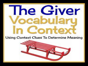 The Giver Vocabulary chpt 1-10