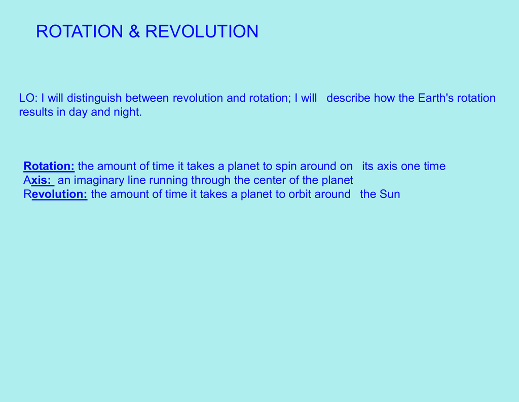 Rotation And Revolution Power Point