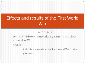 WWI Effects and results of the First World War