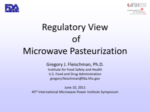 Regulatory View of MW Pasteurization