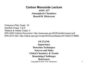 Lecture #13  Carbon Monoxide