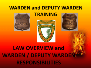 WARDEN and DEPUTY WARDEN TRAINING