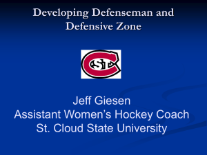 Developing Defenseman and Defensive Zone Jeff Giesen Assistant